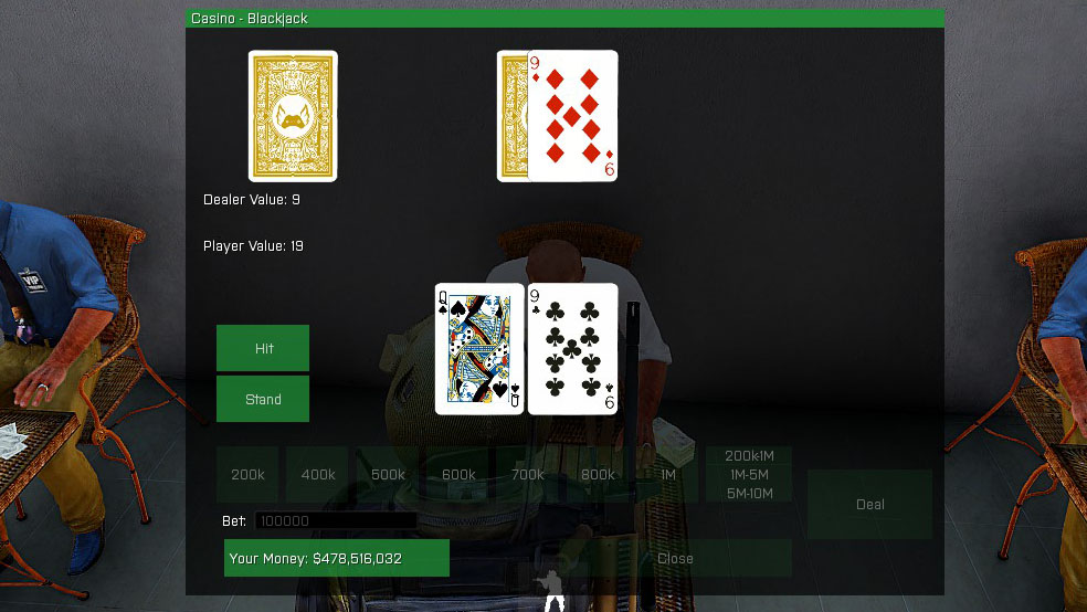 The blackjack gui.