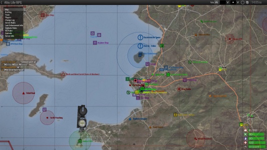 A map of Pyrgos and the surrounding area.