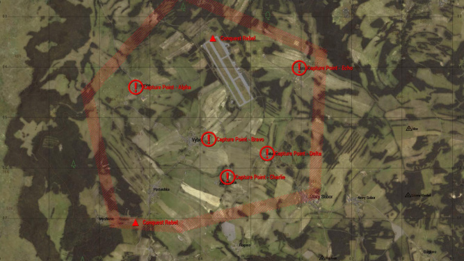 The Vybor Airfield conquest map.