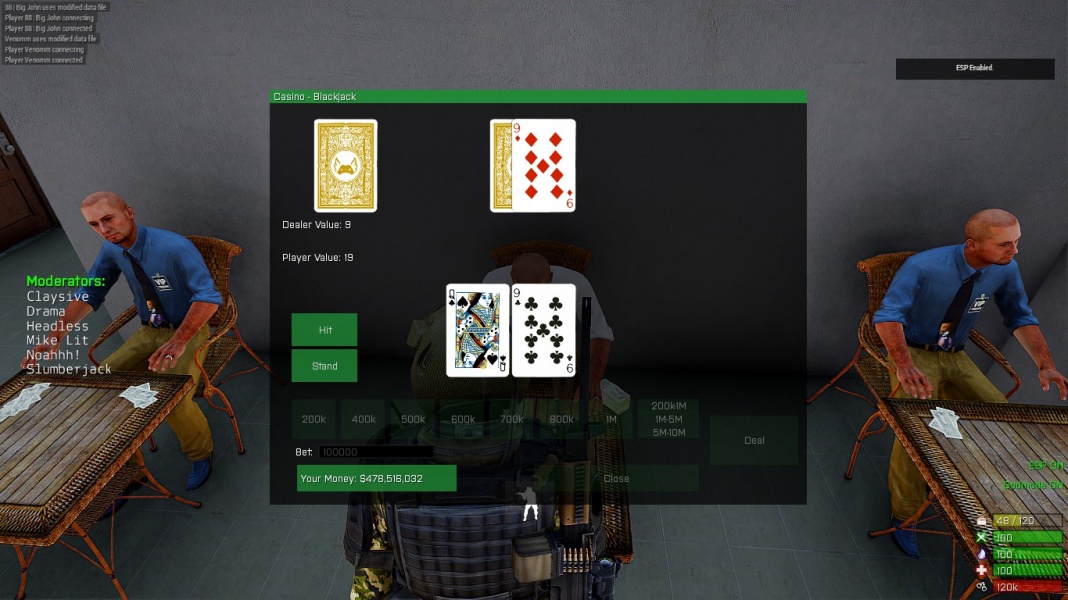 The blackjack gui.