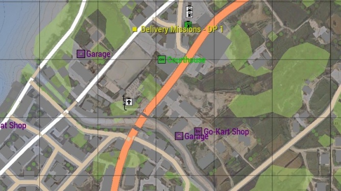 An example of how the courthouse is marked on the map.