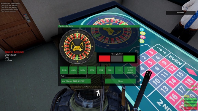 The roulette gui.